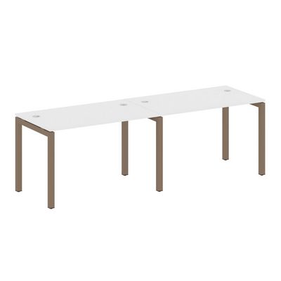 Metal System Quattro 5x5 50БП.СМ-2.2 (Белый/Мокко) Рабочая станция на 2 раб.места на П-образном м/к