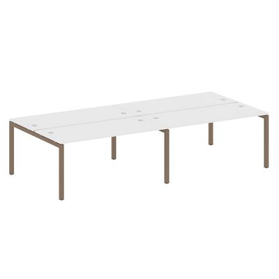 Metal System Quattro 5x5 50БП.СМ-4.4 (Белый/Мокко) Рабочая станция на 4 раб.места на П-образном м/к