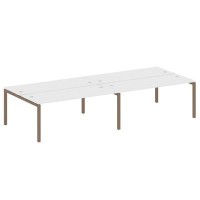 Metal System Quattro 5x5 50БП.СМ-4.5 (Белый/Мокко) Рабочая станция на 4 раб.места на П-образном м/к