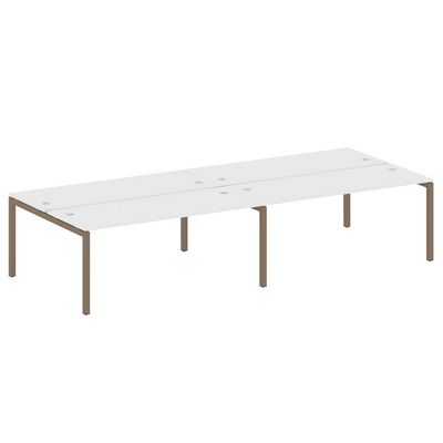 Metal System Quattro 5x5 50БП.СМ-4.5 (Белый/Мокко) Рабочая станция на 4 раб.места на П-образном м/к