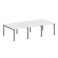 Metal System Quattro 5x5 50БП.СМ-6.1 (Белый/Мокко) Рабочая станция на 6 раб.мест на П-образном м/к