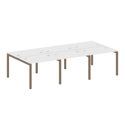 Metal System Quattro 5x5 50БП.СМ-6.1 (Белый/Мокко) Рабочая станция на 6 раб.мест на П-образном м/к