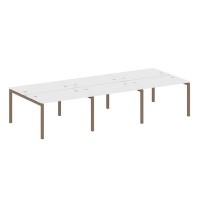 Metal System Quattro 5x5 50БП.СМ-6.2 (Белый/Мокко) Рабочая станция на 6 раб.мест на П-образном м/к