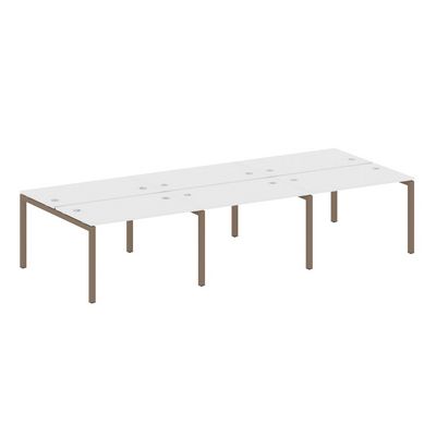 Metal System Quattro 5x5 50БП.СМ-6.2 (Белый/Мокко) Рабочая станция на 6 раб.мест на П-образном м/к