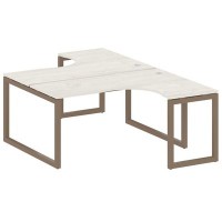 Metal System Quattro 5x5 50БО.РАС-СА-2.4 (Дуб наварра/Мокко) Рабочая станция криволинейная на О-образном м/к