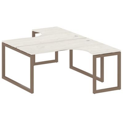 Metal System Quattro 5x5 50БО.РАС-СА-2.4 (Дуб наварра/Мокко) Рабочая станция криволинейная на О-образном м/к