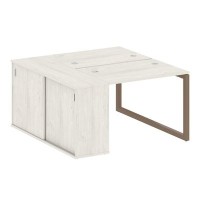 Metal System Quattro 5x5 50БО.РС-СШК-1.1 (Дуб наварра/Мокко) Рабочая станция на О-образном м/к с опорным шкафом-купе