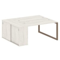 Metal System Quattro 5x5 50БО.РС-СШК-1.3 (Дуб наварра/Мокко) Рабочая станция на О-образном м/к с опорным шкафом-купе