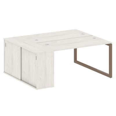 Metal System Quattro 5x5 50БО.РС-СШК-1.3 (Дуб наварра/Мокко) Рабочая станция на О-образном м/к с опорным шкафом-купе