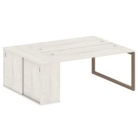 Metal System Quattro 5x5 50БО.РС-СШК-1.4 (Дуб наварра/Мокко) Рабочая станция на О-образном м/к с опорным шкафом-купе