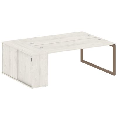 Metal System Quattro 5x5 50БО.РС-СШК-1.5 (Дуб наварра/Мокко) Рабочая станция на О-образном м/к с опорным шкафом-купе