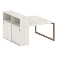 Metal System Quattro 5x5 50БО.РС-СШК-2.2 (Дуб наварра/Мокко) Рабочая станция на О-образном м/к с опорным шкафом-купе