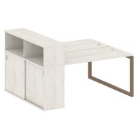 Metal System Quattro 5x5 50БО.РС-СШК-2.3 (Дуб наварра/Мокко) Рабочая станция на О-образном м/к с опорным шкафом-купе