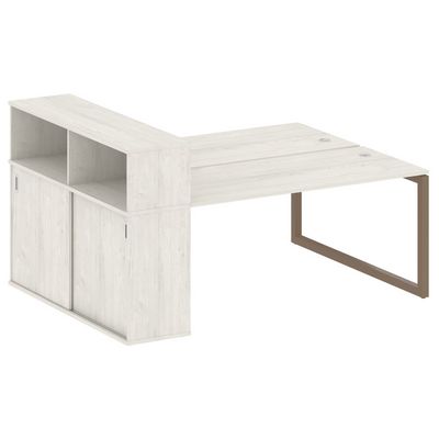 Metal System Quattro 5x5 50БО.РС-СШК-2.4 (Дуб наварра/Мокко) Рабочая станция на О-образном м/к с опорным шкафом-купе