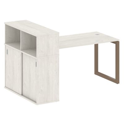 Metal System Quattro 5x5 50БО.РС-СШК-3.3 (Дуб наварра/Мокко) Стол письменный на О-образном м/к с опорным шкафом-купе