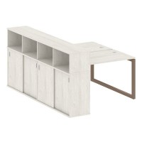 Metal System Quattro 5x5 50БО.РС-СШК-4.2 (Дуб наварра/Мокко) Рабочая станция на О-образном м/к с опорным шкафом-купе