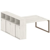 Metal System Quattro 5x5 50БО.РС-СШК-4.5 (Дуб наварра/Мокко) Рабочая станция на О-образном м/к с опорным шкафом-купе