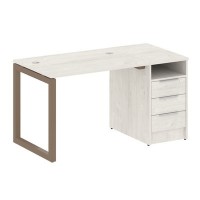 Metal System Quattro 5x5 50БО.РС-СТП-1.1 (Дуб наварра/Мокко) Рабочая станция на О-образном м/к с опорной тумбой