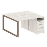 Metal System Quattro 5x5 50БО.РС-СТП-2.1 (Дуб наварра/Мокко) Рабочая станция на О-образном м/к с опорной тумбой