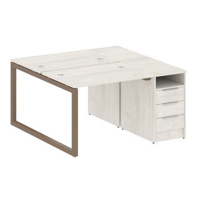 Metal System Quattro 5x5 50БО.РС-СТП-2.1 (Дуб наварра/Мокко) Рабочая станция на О-образном м/к с опорной тумбой