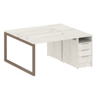 Metal System Quattro 5x5 50БО.РС-СТП-2.2 (Дуб наварра/Мокко) Рабочая станция на О-образном м/к с опорной тумбой