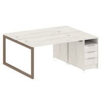 Metal System Quattro 5x5 50БО.РС-СТП-2.3 (Дуб наварра/Мокко) Рабочая станция на О-образном м/к с опорной тумбой