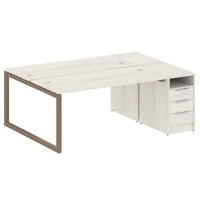 Metal System Quattro 5x5 50БО.РС-СТП-2.4 (Дуб наварра/Мокко) Рабочая станция на О-образном м/к с опорной тумбой