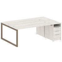 Metal System Quattro 5x5 50БО.РС-СТП-2.5 (Дуб наварра/Мокко) Рабочая станция на О-образном м/к с опорной тумбой