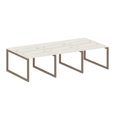 Metal System Quattro 5x5 50БО.СМ-6.1 (Дуб наварра/Мокко) Рабочая станция на 6 раб.мест на О-образном м/к