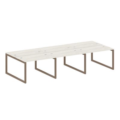 Metal System Quattro 5x5 50БО.СМ-6.2 (Дуб наварра/Мокко) Рабочая станция на 6 раб.мест на О-образном м/к