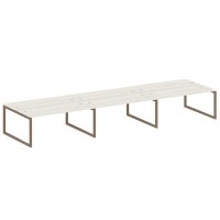 Metal System Quattro 5x5 50БО.СМ-6.5 (Дуб наварра/Мокко) Рабочая станция на 6 раб.мест на О-образном м/к