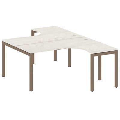 Metal System Quattro 5x5 50БП.РАС-СА-2.4 (Дуб наварра/Мокко) Рабочая станция криволинейная на П-образном м/к