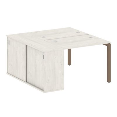 Metal System Quattro 5x5 50БП.РС-СШК-1.1 (Дуб наварра/Мокко) Рабочая станция на П-образном м/к с опорным шкафом-купе