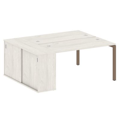 Metal System Quattro 5x5 50БП.РС-СШК-1.3 (Дуб наварра/Мокко) Рабочая станция на П-образном м/к с опорным шкафом-купе