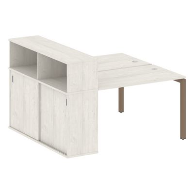 Metal System Quattro 5x5 50БП.РС-СШК-2.2 (Дуб наварра/Мокко) Рабочая станция на П-образном м/к с опорным шкафом-купе