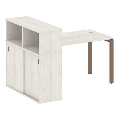 Metal System Quattro 5x5 50БП.РС-СШК-3.2 (Дуб наварра/Мокко) Стол письменный на П-образном м/к с опорным шкафом-купе