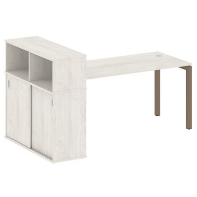 Metal System Quattro 5x5 50БП.РС-СШК-3.4 (Дуб наварра/Мокко) Стол письменный на П-образном м/к с опорным шкафом-купе