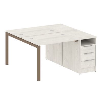 Метал Систем Куатро 5х5 50БП.РС-СТП-2.1 (Дуб наварра/Мокко) Рабочая станция на П-образном м/к с опорной тумбой