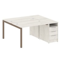 Metal System Quattro 5x5 50БП.РС-СТП-2.2 (Дуб наварра/Мокко) Рабочая станция на П-образном м/к с опорной тумбой