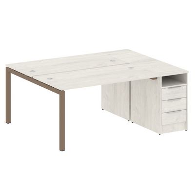 Metal System Quattro 5x5 50БП.РС-СТП-2.3 (Дуб наварра/Мокко) Рабочая станция на П-образном м/к с опорной тумбой