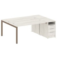 Metal System Quattro 5x5 50БП.РС-СТП-2.4 (Дуб наварра/Мокко) Рабочая станция на П-образном м/к с опорной тумбой