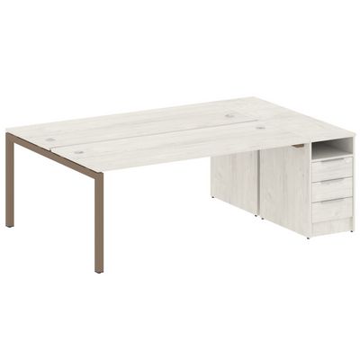 Metal System Quattro 5x5 50БП.РС-СТП-2.5 (Дуб наварра/Мокко) Рабочая станция на П-образном м/к с опорной тумбой