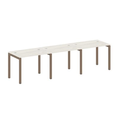 Metal System Quattro 5x5 50БП.СМ-3.1 (Дуб наварра/Мокко) Рабочая станция на 3 раб.места на П-образном м/к