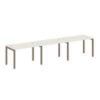 Metal System Quattro 5x5 50БП.СМ-3.2 (Дуб наварра/Мокко) Рабочая станция на 3 раб.места на П-образном м/к