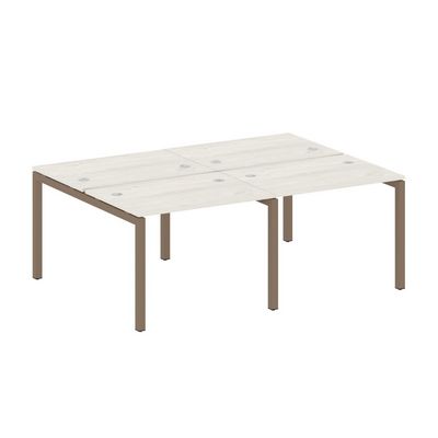 Metal System Quattro 5x5 50БП.СМ-4.1 (Дуб наварра/Мокко) Рабочая станция на 4 раб.места на П-образном м/к