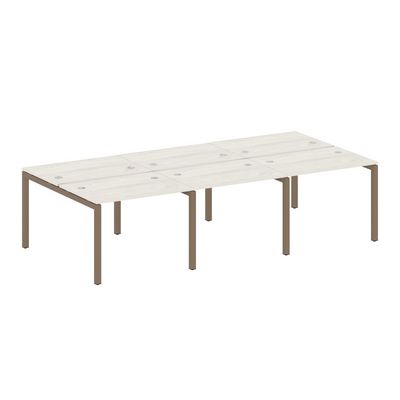 Metal System Quattro 5x5 50БП.СМ-6.1 (Дуб наварра/Мокко) Рабочая станция на 6 раб.мест на П-образном м/к