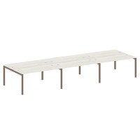 Metal System Quattro 5x5 50БП.СМ-6.4 (Дуб наварра/Мокко) Рабочая станция на 6 раб.мест на П-образном м/к