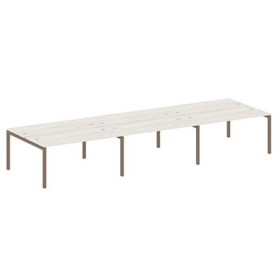 Metal System Quattro 5x5 50БП.СМ-6.4 (Дуб наварра/Мокко) Рабочая станция на 6 раб.мест на П-образном м/к