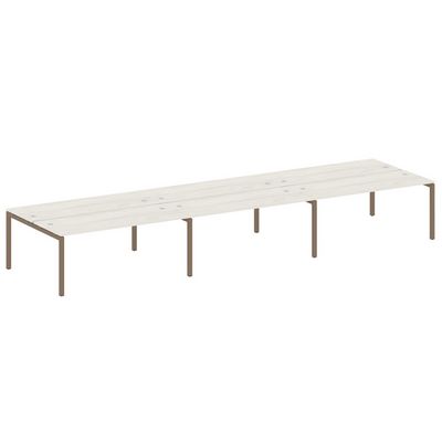 Metal System Quattro 5x5 50БП.СМ-6.5 (Дуб наварра/Мокко) Рабочая станция на 6 раб.мест на П-образном м/к