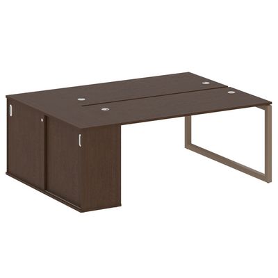 Metal System Quattro 5x5 50БО.РС-СШК-1.4 (Венге цаво/Мокко) Рабочая станция на О-образном м/к с опорным шкафом-купе